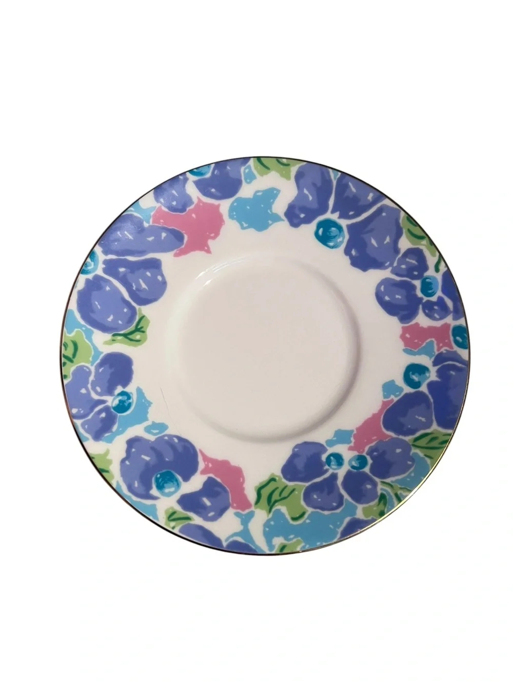 Givenchy Blue Floral Gold Rim Dessert Plates - Set of 4
